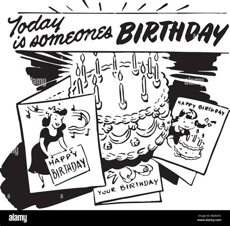 Today Is Someones Birthday Retro Clipart Illustration Stock Vector
