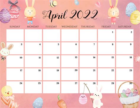 Editable April 2022 Calendar Customize And Print