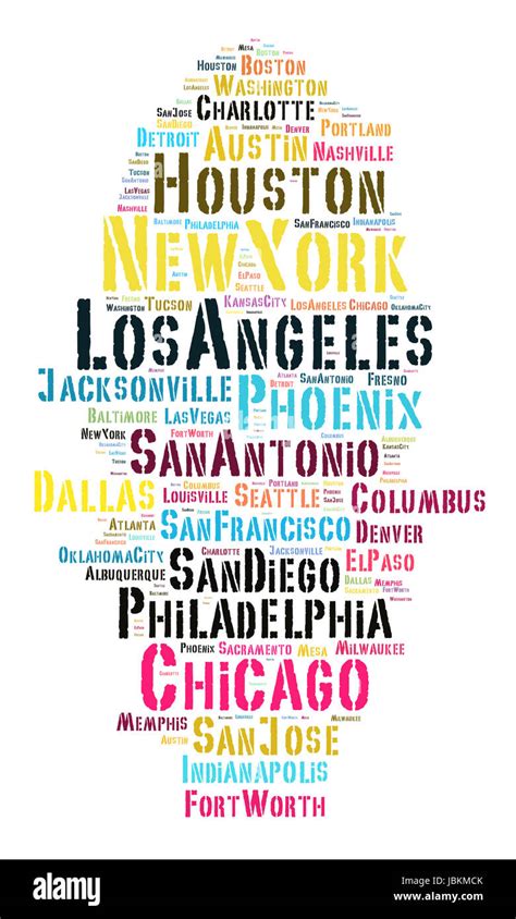 List Of United States Cities Word Cloud Concept Stock Photo Alamy