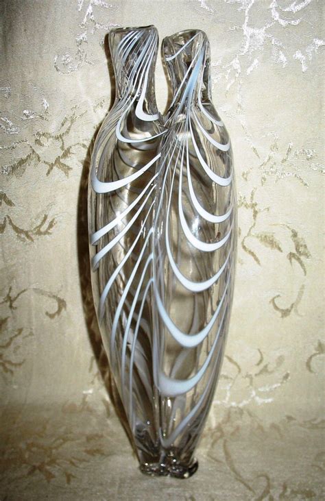 Rare 1800s Victorian Hand Blown Nailsea White Swirl Double Flask Glass