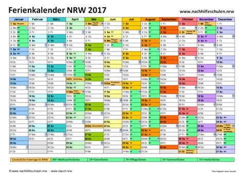 Schulferienkalender Nrw 2017 In Nachhilfeschulennrw
