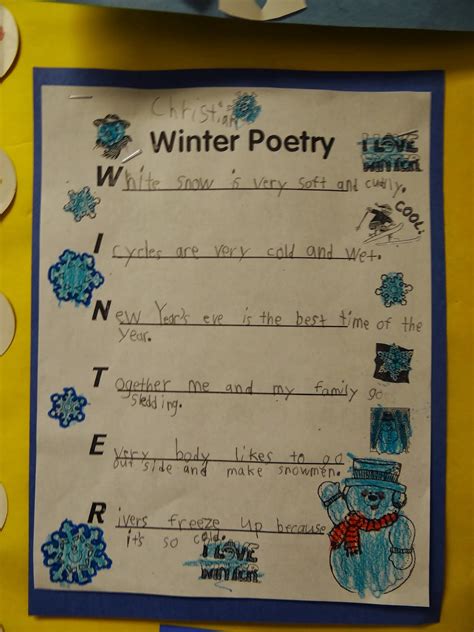 So my poem is now done, i have work to do. Winter Acrostic Poems - Patties Classroom