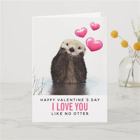 cute otter with hearts valentine s day card valentines day holiday valentines
