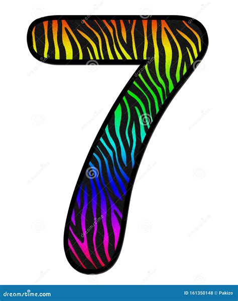 3d Zebra Rainbow Print Number 7 Animal Skin Fur Creative Decorative
