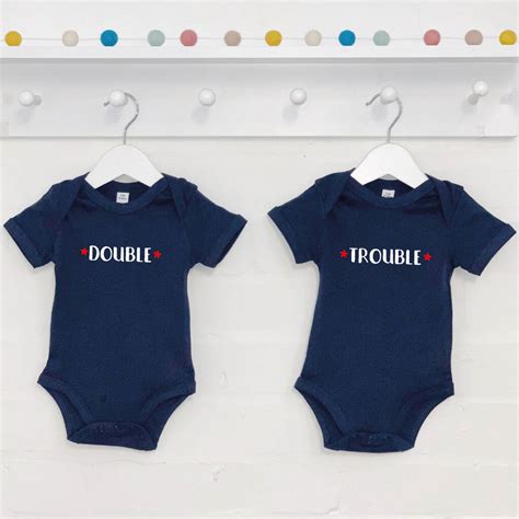 Double Trouble Baby Vest Set For Twins By Lovetree Design