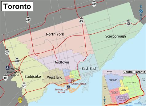 Mapa okolic Toronto okolice i przedmieścia Toronto