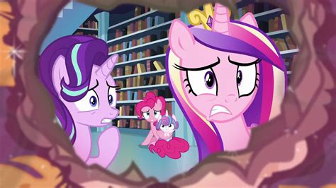 Image Starlight Pinkie And Cadance Looking At The Hole Worried S6e2
