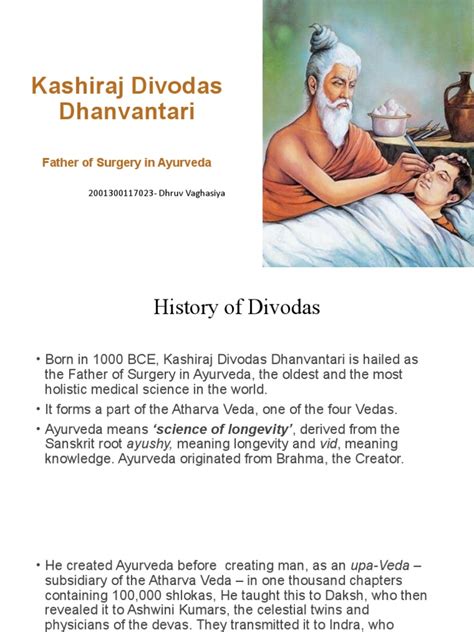 Father Of Surgery Ayurveda Kashiraj Divodas Dhanvantari Pdf