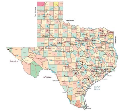 Texas State County Map Road City Dallas 12 Inch By 18 Inch Laminated