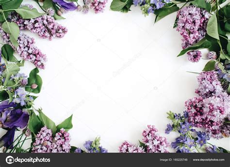 Cornice con bellissimo vaso di fiori. Telaio di fiori lilla - Foto Stock: Foto, Immagini ...