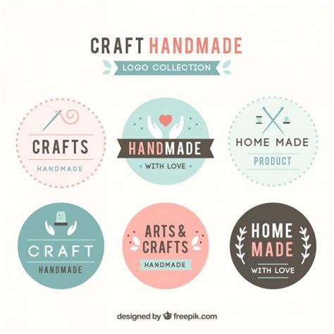 Premium Vector Six Logos For Crafts Handmade Logo Craft Logo