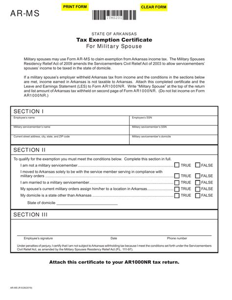 Form Ar Ms Download Fillable Pdf Or Fill Online Tax Exemption
