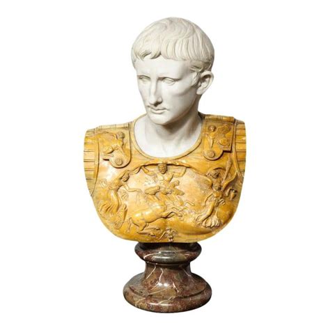 Museum Quality Carrara And Sienna Marble Bust Of Julius Augustus Caesar