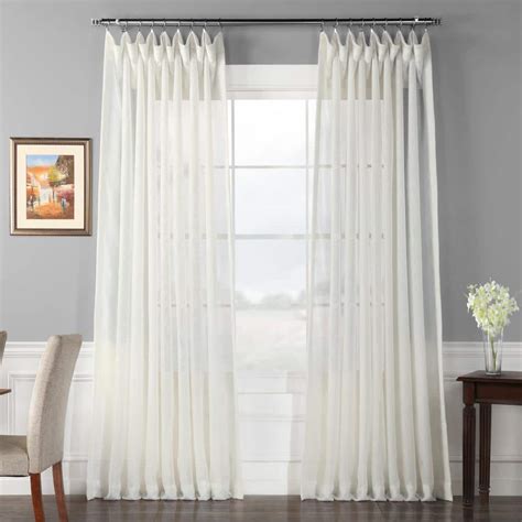 Exclusive Fabrics And Furnishings Off White Extra Wide Double Layered Rod Pocket Sheer Curtain