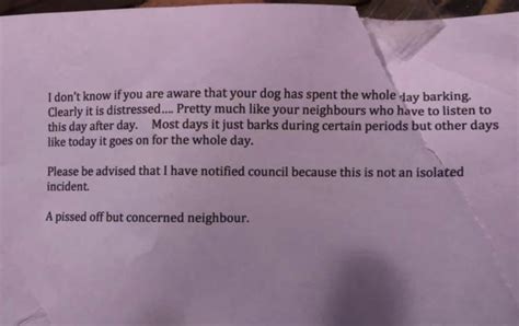 Man Hits Out At Neighbours Note About Dog Complaint