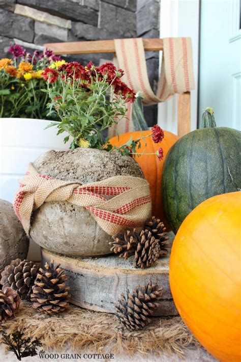Concrete Pumpkin Craft DIY Tutorial - Fox Hollow Cottage