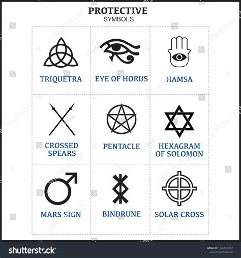 Set Protective Symbols Vector Icons Ancient Stock Vector Royalty Free