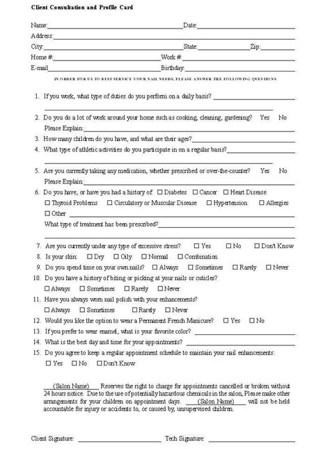 Waxing Consent Form Template Lovely Client Consultation Form In 2020