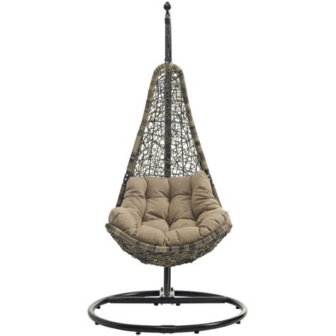Abate Outdoor Patio Swing Chair With Stand In Black Mocha By Modway