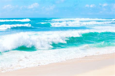 Beautiful Blue And Green Ocean Waters And Waves Of Hawaii Stock Image