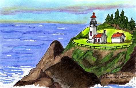 The Lighthouse At Heceta Head Drawing By Paul Meinerth