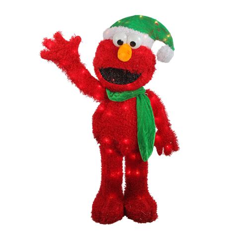 32 Pre Lit Soft Faux Fur Sesame Street Elmo Christmas Decoration
