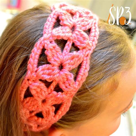 Simple Flower Headband Crochet Pattern Free ~ Sweet Potato 3