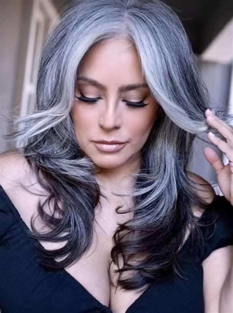 Natural Gray Hair Long Gray Hair Long Hair With Bangs Grey Hair At Dark Grey Hair Silver