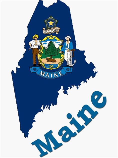 Maine State Flag Sticker By Peteroxcliffe Redbubble