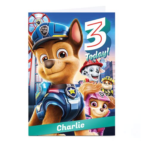 Buy Personalised Paw Patrol Movie 3rd Birthday Card For Gbp 229 Card