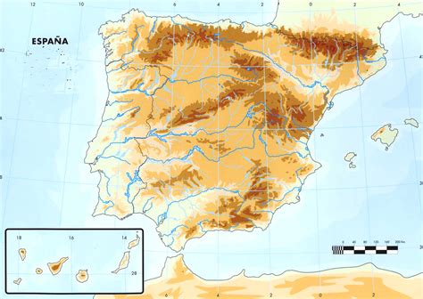 Geography And History Bilingual Space Mapa Físico Mudo De España 3º Eso