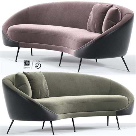 Italian Mid Century Modern Curved Sofa 3d Model For Vray Corona