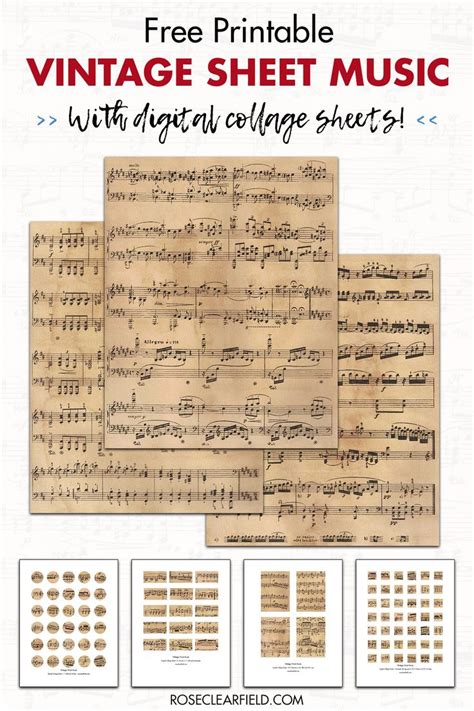 Free Printable Vintage Sheet Music With Digital Collage Sheets In