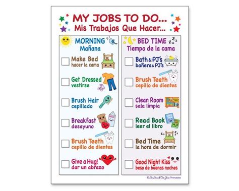 Spanish Routine Chore Chart For Morning And Bedtime Instant Etsy
