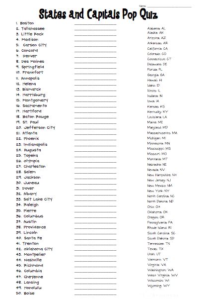 The Best 11 State Capitals Quiz Worksheet Linequoteq