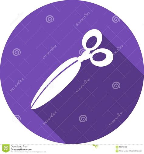 Cartoon Purple Icon White Closed Scissors Scissors Round Icon Flat