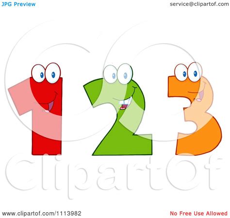 Clipart Happy 1 2 And 3 Numbers Royalty Free Vector