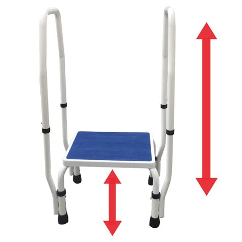 Platinum Health Adjustastep Tm Doublesafe Deluxe Step Stool Footstool With Dual Handle Handrail