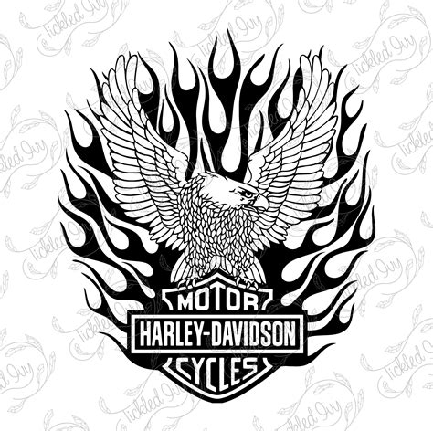 Harley Davidson Eagle Flames Tattoo Svg Png Archivo Vectorial Etsy México
