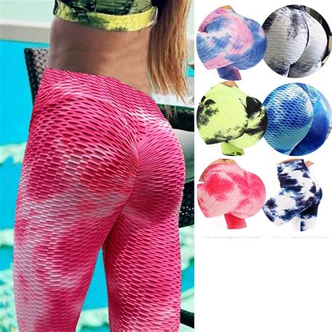 tie dye scrunch booty yoga pants high waisted textured butt lift workout leggings for women