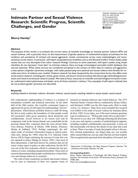 pdf intimate partner and sexual violence research scientific progress scientific challenges