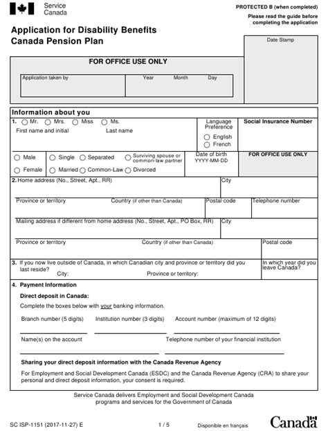 Form Sc Isp 1151 Download Fillable Pdf Application For Disability