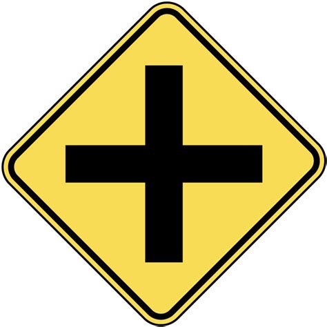 A Yellow Diamond Shaped Sign With A Black Cross On It Means Theres