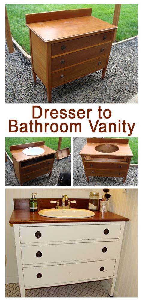 Learn how to gel stain bathroom vanity for beautiful dark oak cabinets without sanding. DIY Dresser to Bathroom Vanity | Home and Heart DIY