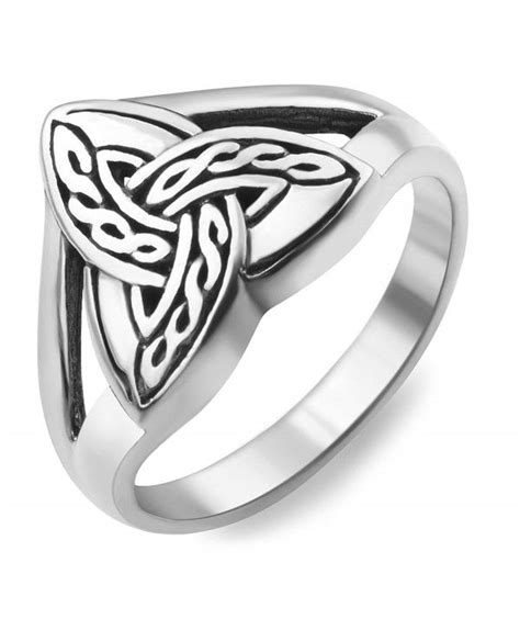 925 Sterling Silver Triquetra Trinity Knot Celtic Weave Band Ring