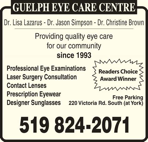 Guelph Eye Care Opening Hours 220 Victoria Rd S Guelph On