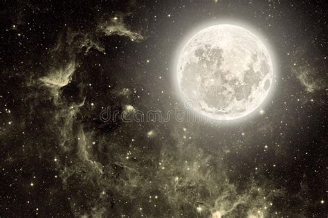 Cielo Nocturno Del Fondo Con Las Estrellas Y La Luna Imagen De Archivo