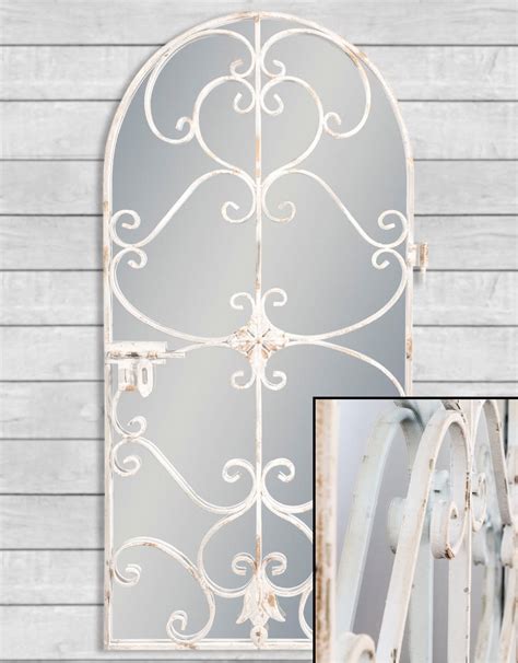 Rustic Chantilly White Garden Gate Wall Mirror
