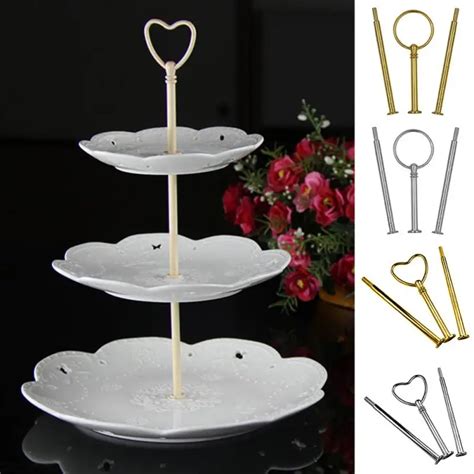Multi Style 3 Tier Cake Plate Stand Handle Fitting Hardware Rod Plate