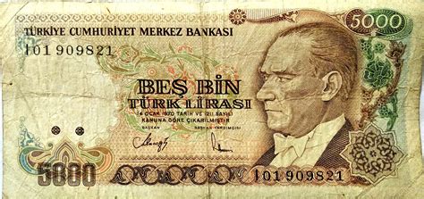 5000 Turkish Lira Turquie Numista